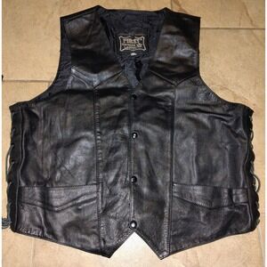 Genuine Leather Biker Vest Size 48 Lace Sides